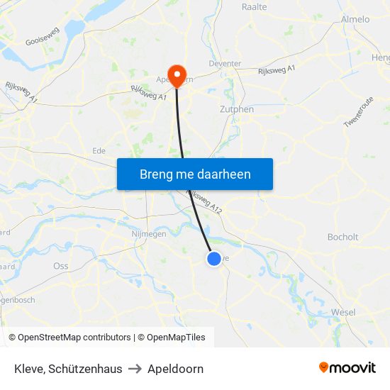 Kleve, Schützenhaus to Apeldoorn map