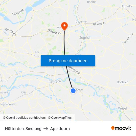 Nütterden, Siedlung to Apeldoorn map