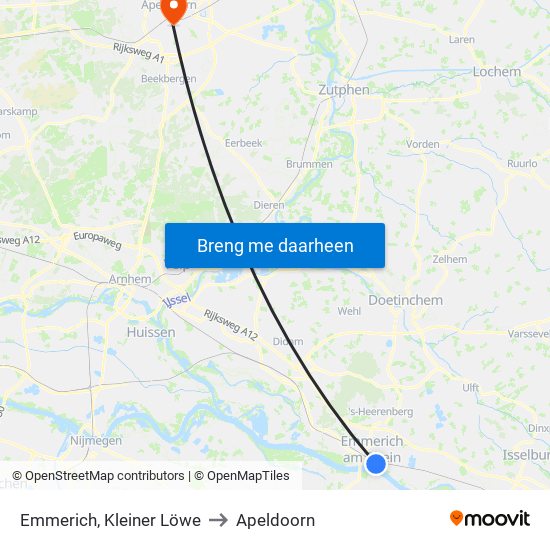 Emmerich, Kleiner Löwe to Apeldoorn map