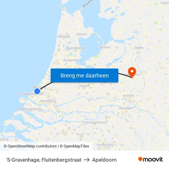 'S-Gravenhage, Fluitenbergstraat to Apeldoorn map