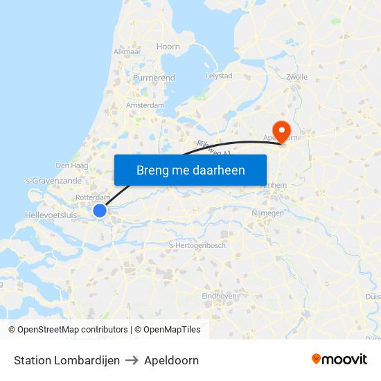 Station Lombardijen to Apeldoorn map