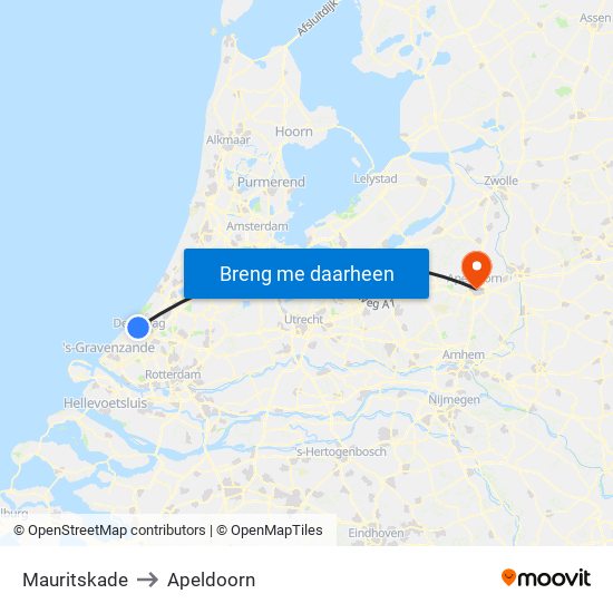 Mauritskade to Apeldoorn map