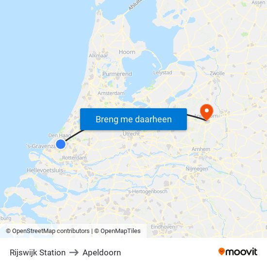 Rijswijk Station to Apeldoorn map