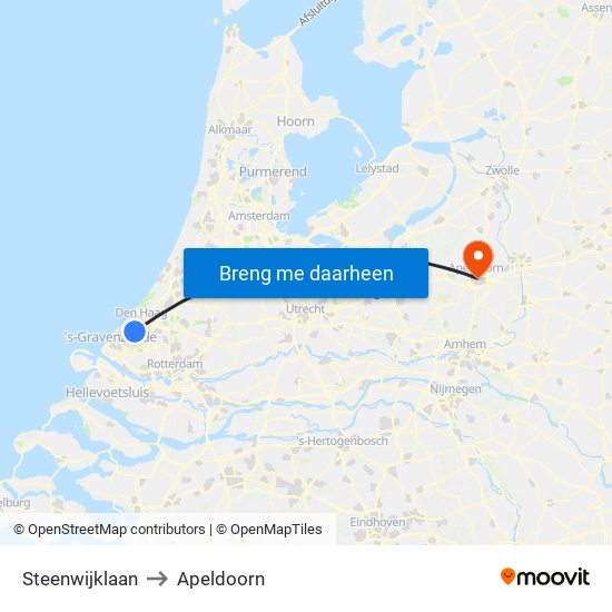 Steenwijklaan to Apeldoorn map