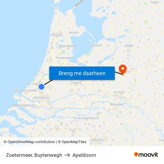 Zoetermeer, Buytenwegh to Apeldoorn map