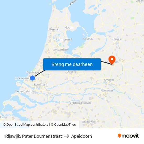 Rijswijk, Pater Doumenstraat to Apeldoorn map