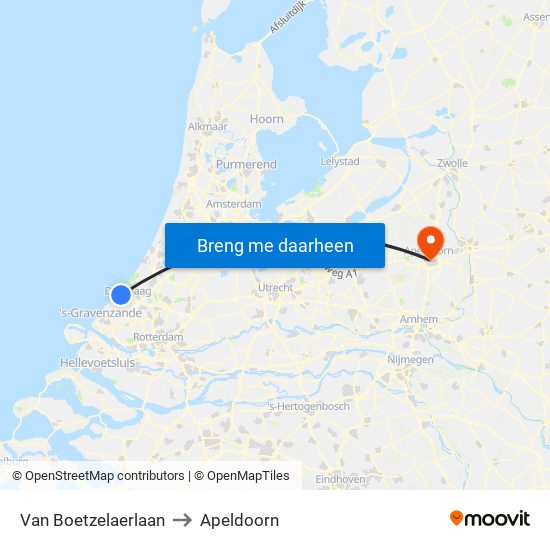 Van Boetzelaerlaan to Apeldoorn map