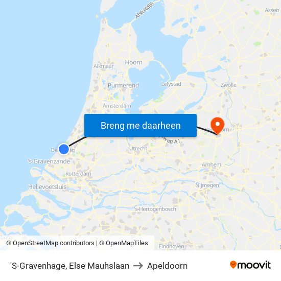 'S-Gravenhage, Else Mauhslaan to Apeldoorn map