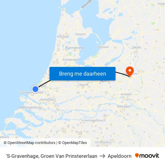 'S-Gravenhage, Groen Van Prinstererlaan to Apeldoorn map