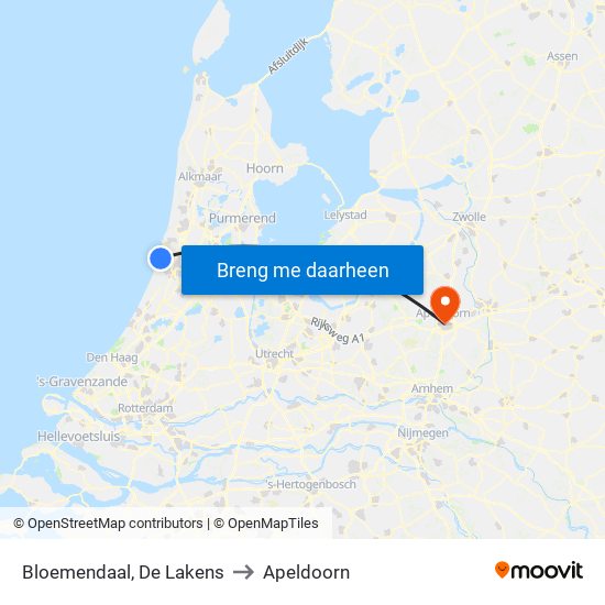 Bloemendaal, De Lakens to Apeldoorn map