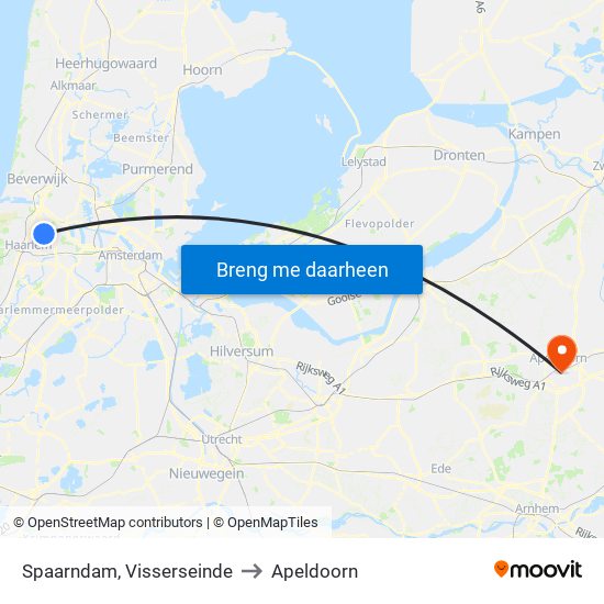 Spaarndam, Visserseinde to Apeldoorn map