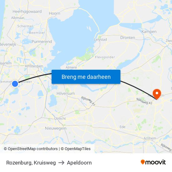 Rozenburg, Kruisweg to Apeldoorn map