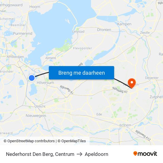 Nederhorst Den Berg, Centrum to Apeldoorn map