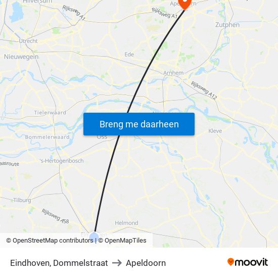 Eindhoven, Dommelstraat to Apeldoorn map
