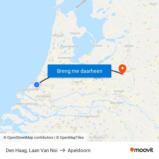Den Haag, Laan Van Noi to Apeldoorn map