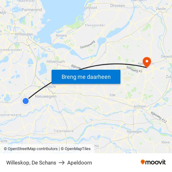 Willeskop, De Schans to Apeldoorn map