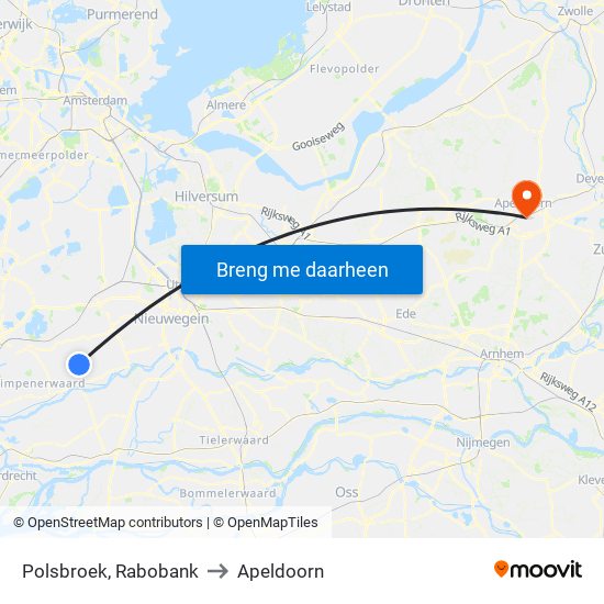 Polsbroek, Rabobank to Apeldoorn map