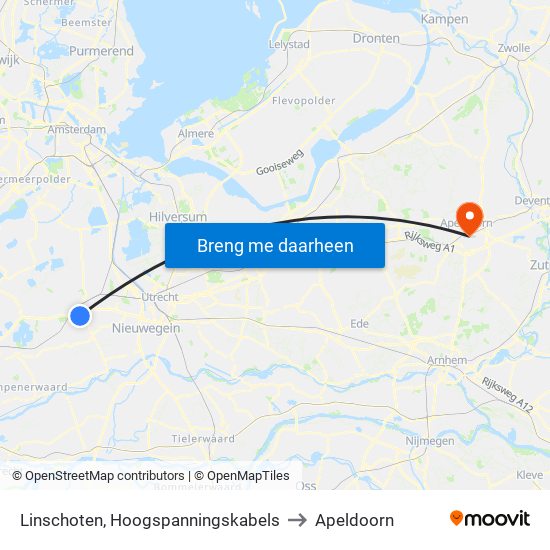 Linschoten, Hoogspanningskabels to Apeldoorn map