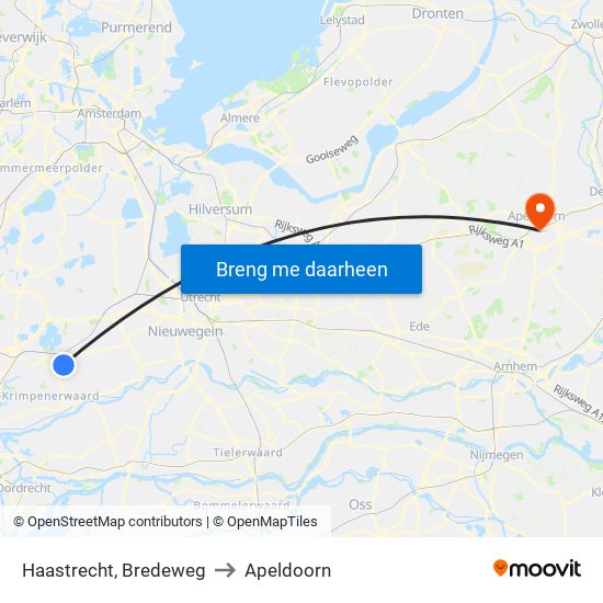 Haastrecht, Bredeweg to Apeldoorn map