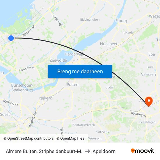 Almere Buiten, Stripheldenbuurt-M. to Apeldoorn map