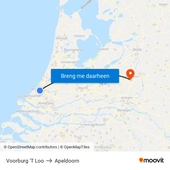 Voorburg 'T Loo to Apeldoorn map