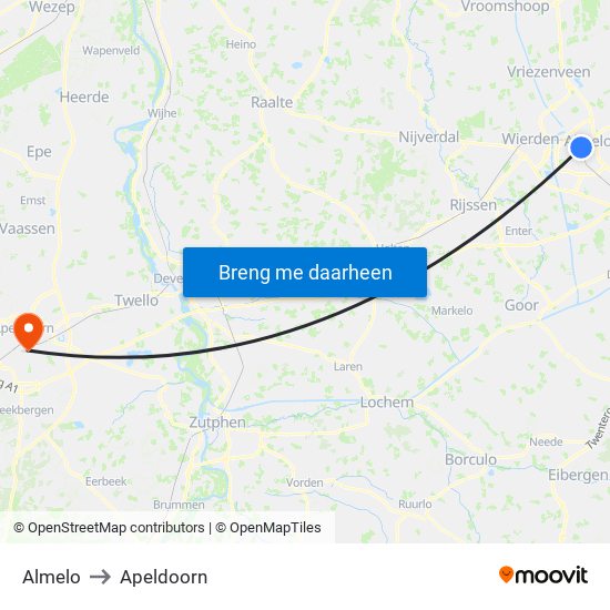 Almelo to Apeldoorn map