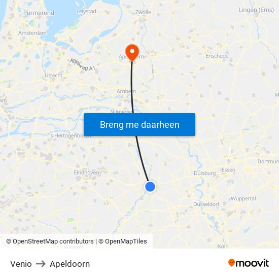Venio to Apeldoorn map