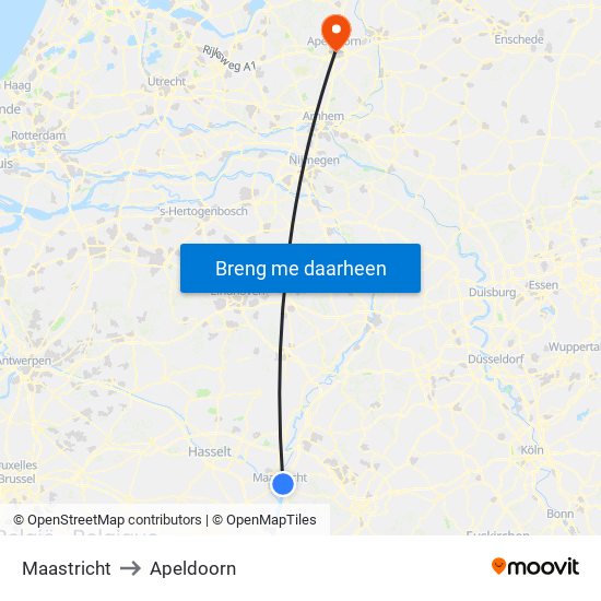 Maastricht to Apeldoorn map