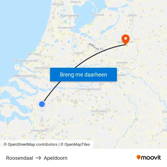 Roosendaal to Apeldoorn map