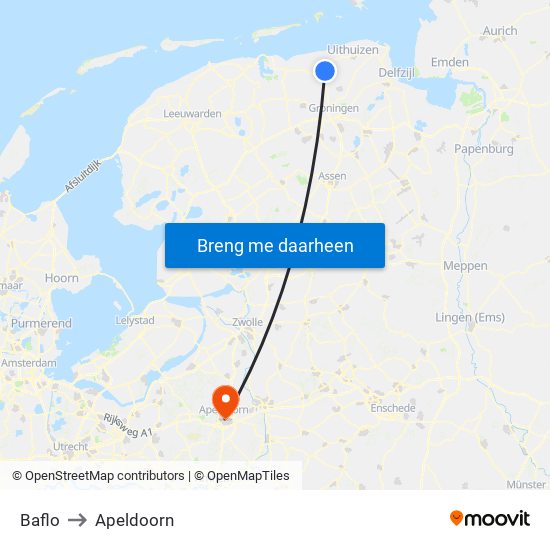 Baflo to Apeldoorn map