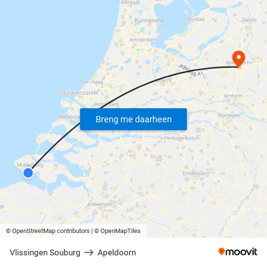 Vlissingen Souburg to Apeldoorn map