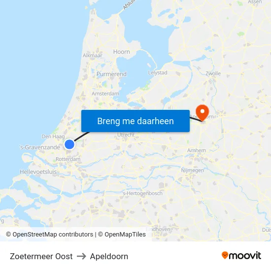 Zoetermeer Oost to Apeldoorn map