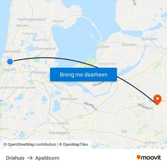 Driehuis to Apeldoorn map