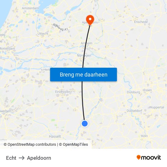 Echt to Apeldoorn map