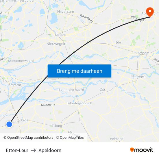Etten-Leur to Apeldoorn map