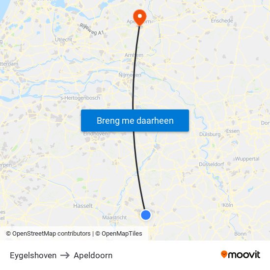 Eygelshoven to Apeldoorn map