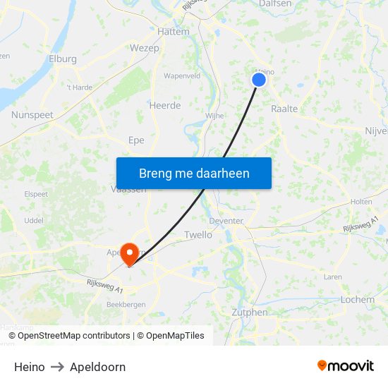 Heino to Apeldoorn map
