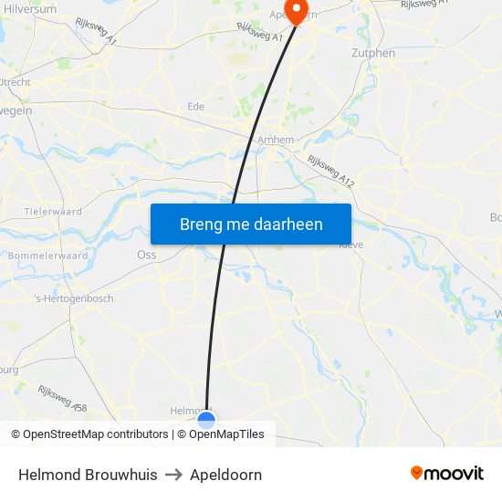Helmond Brouwhuis to Apeldoorn map