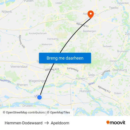 Hemmen-Dodewaard to Apeldoorn map