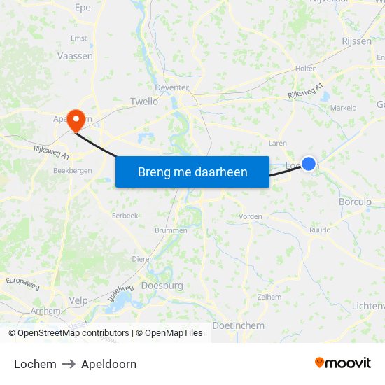 Lochem to Apeldoorn map