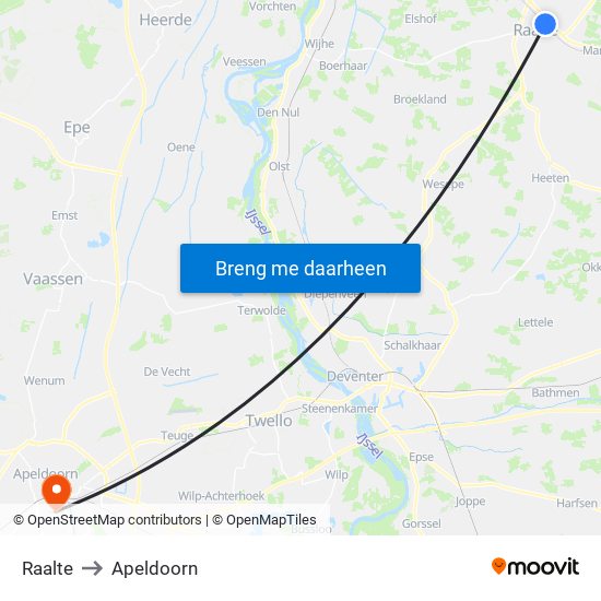 Raalte to Apeldoorn map