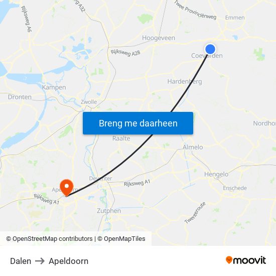 Dalen to Apeldoorn map