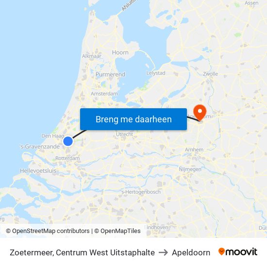 Zoetermeer, Centrum West Uitstaphalte to Apeldoorn map