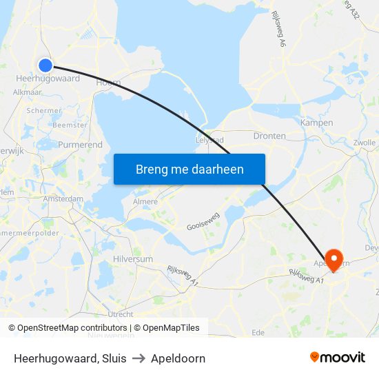 Heerhugowaard, Sluis to Apeldoorn map