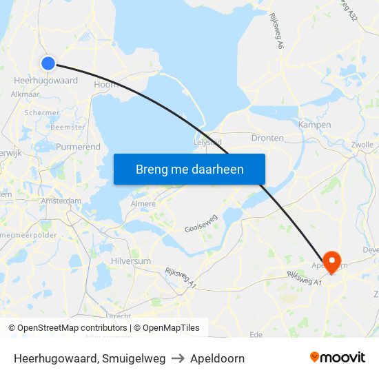 Heerhugowaard, Smuigelweg to Apeldoorn map