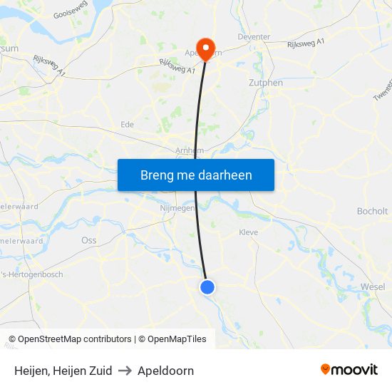 Heijen, Heijen Zuid to Apeldoorn map