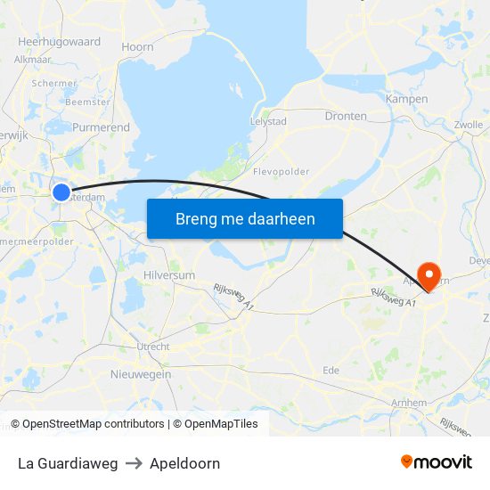 La Guardiaweg to Apeldoorn map