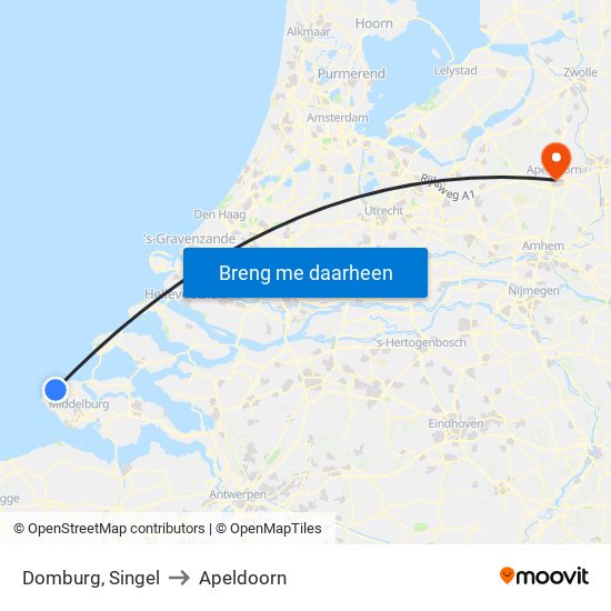 Domburg, Singel to Apeldoorn map