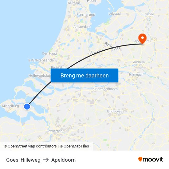 Goes, Hilleweg to Apeldoorn map