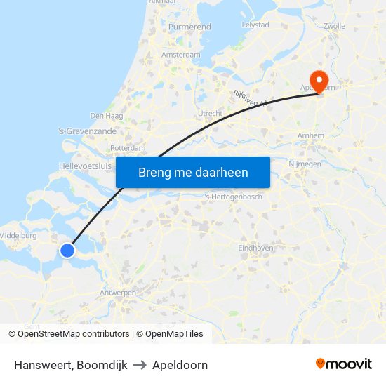 Hansweert, Boomdijk to Apeldoorn map